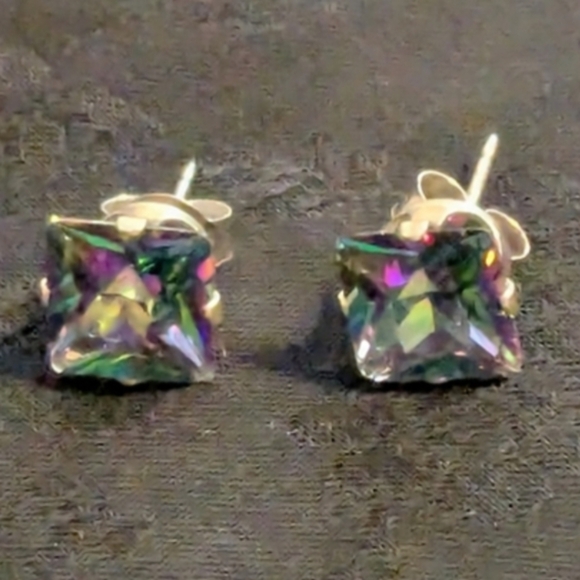 Stampd Jewelry - 🆕 Mystic Topaz CZ Stud Earrings Pierced Ears 925 Sterling Silver